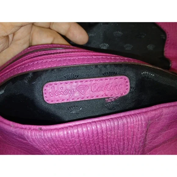 Women's Juicy Couture Crossbody Hobo Handbag Hot Pink Gold Medium - Picture 7 of 12